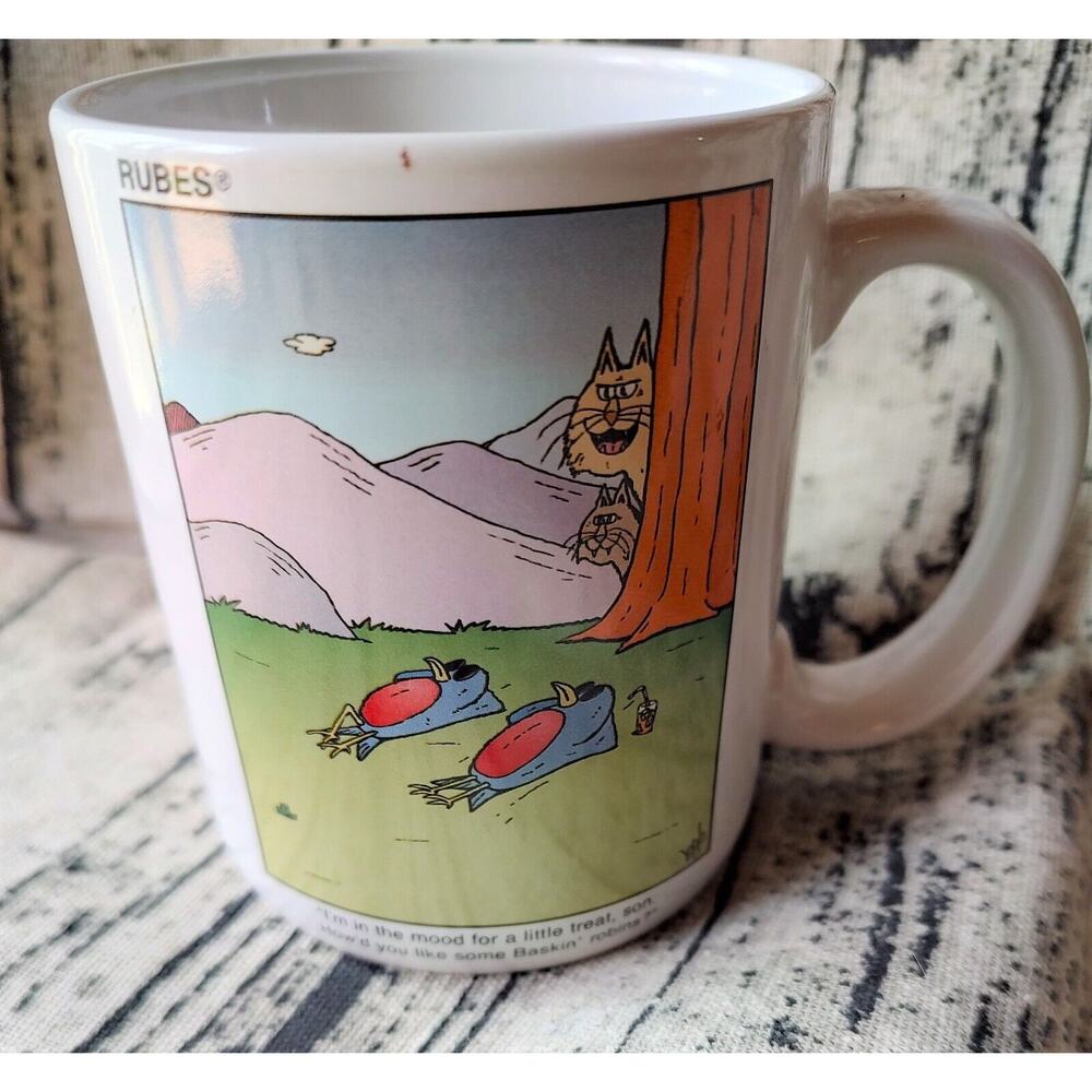 Vintage Rubes 2002 cat funny novelty mug